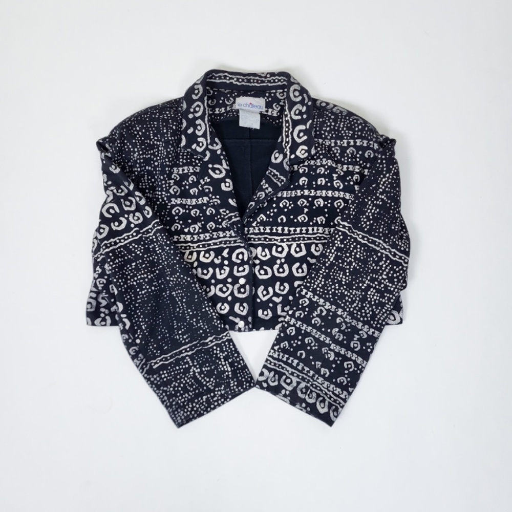 80's Le Chataeu blazer cropped vintage 90s jacket abstract crop - Picture 9 of 13